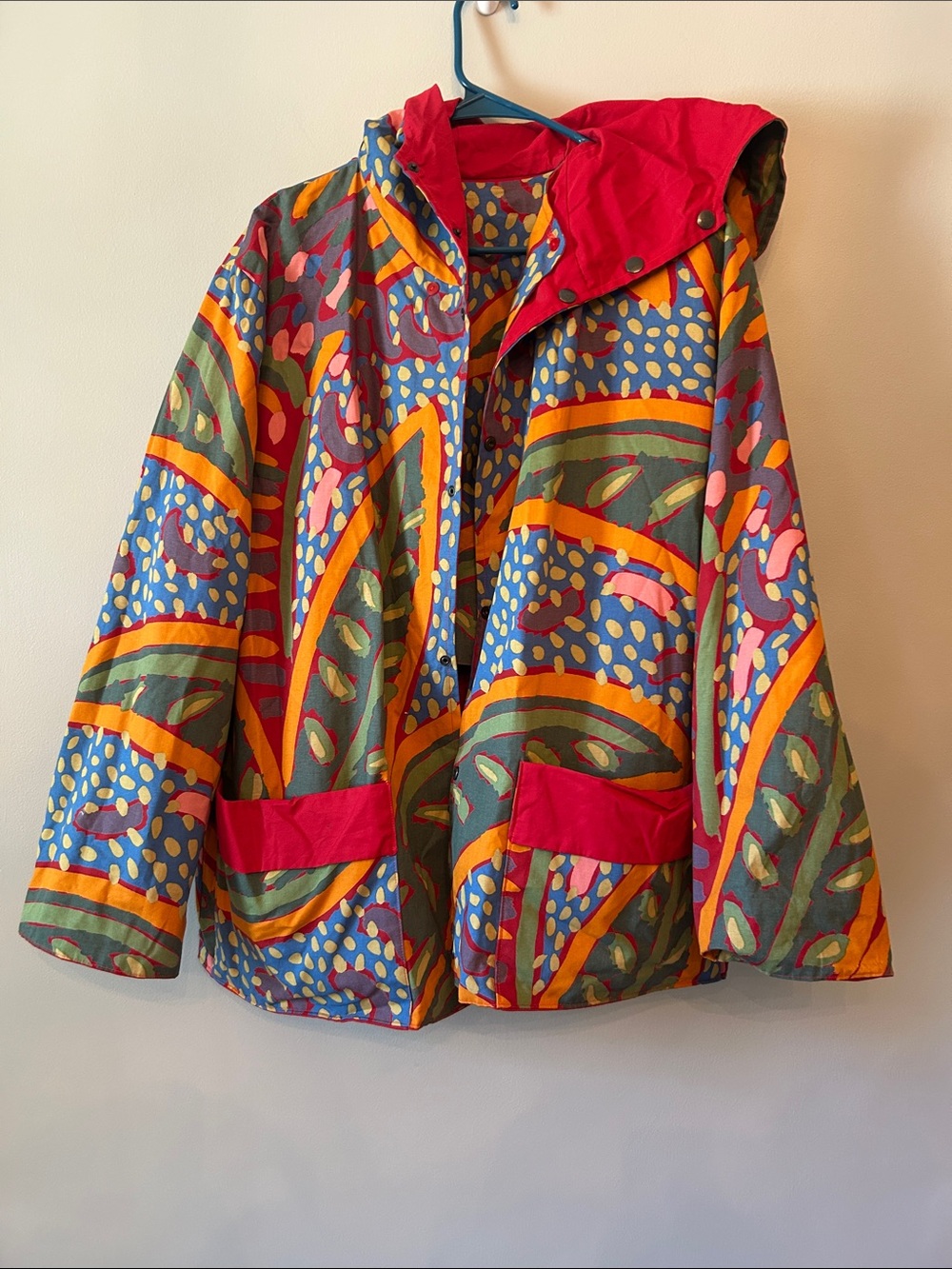 Isabelle Faure Reversible Barn Jacket, Red/Pattern - Picture 3 of 7